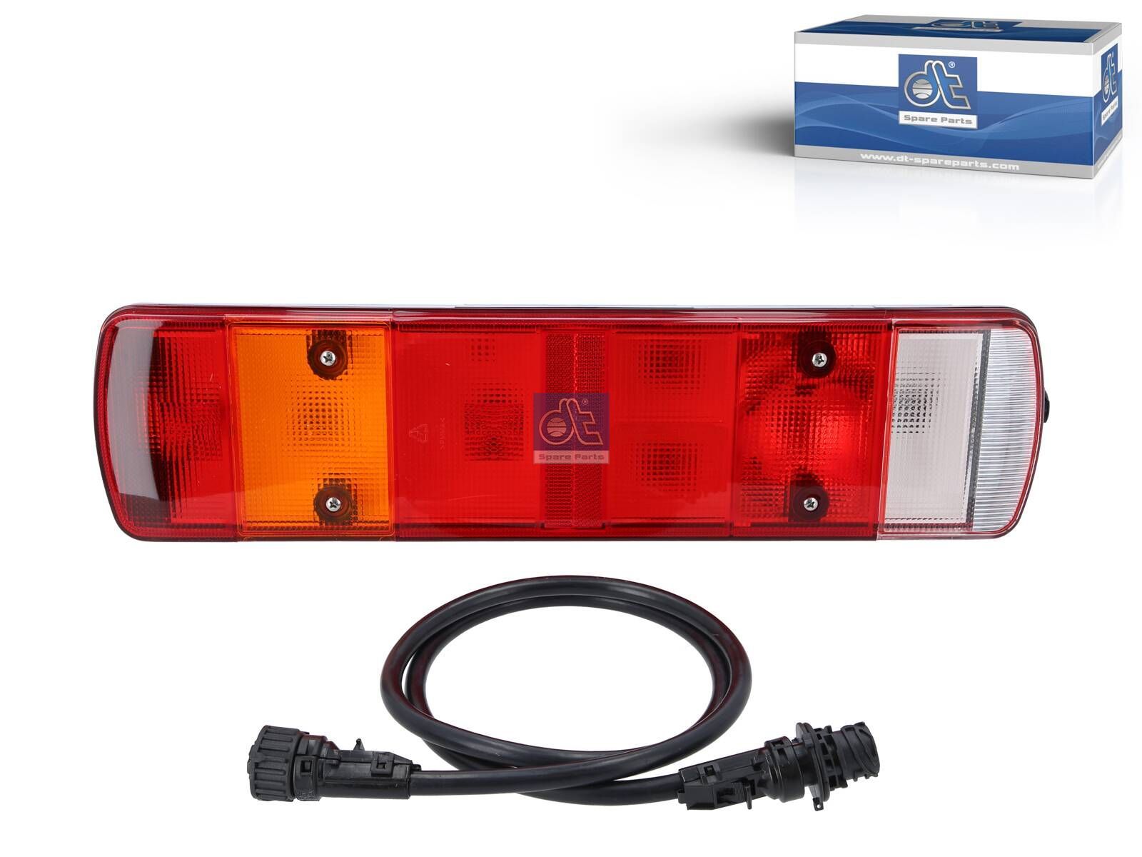 DT Spare Parts 1.21838 Tail lamp, right, prepared for reverse alarm, 24 V, Lb: 152 mm, M8, L: 515 mm, H: 130 mm, T: 80 mm