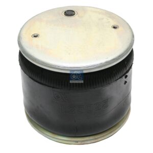 DT Spare Parts 1.25065 Air spring, with steel piston, Dmax: 285 mm, M12 x 1,75, M10 x 1,5, M16 x 1,5, Lmin: 170 mm, Lmax: 485 mm