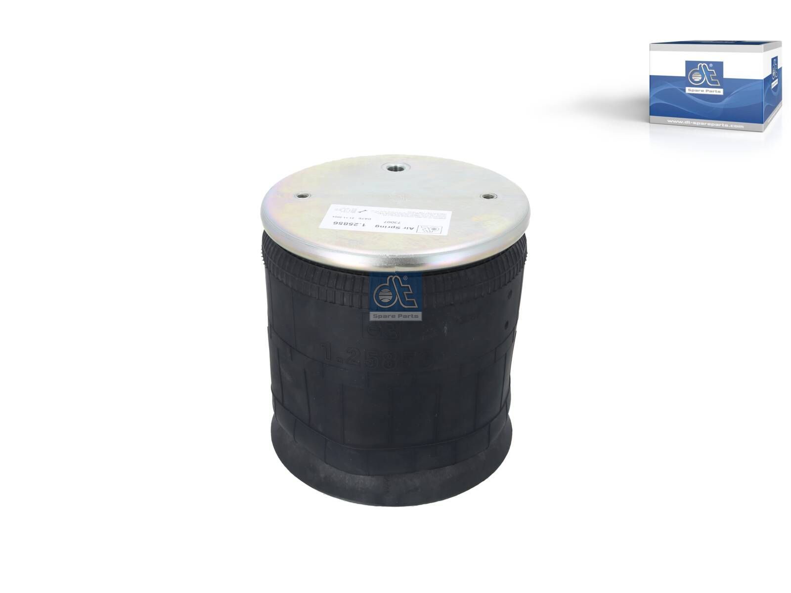 DT Spare Parts 1.25856 Air spring, with plastic piston, D1: 229 mm, D2: 240 mm, Dmax: 285 mm, M10 x 1,5, M16 x 1,5, Lmax: 485 mm