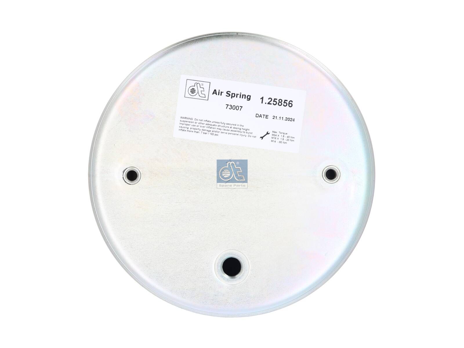 DT Spare Parts 1.25856 Air spring, with plastic piston, D1: 229 mm, D2: 240 mm, Dmax: 285 mm, M10 x 1,5, M16 x 1,5, Lmax: 485 mm