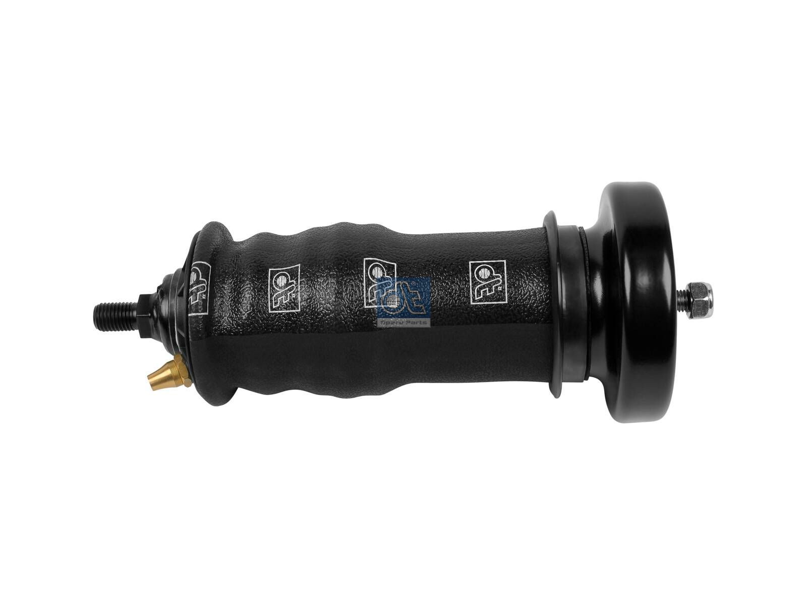 DT Spare Parts 1.25970 Cabin shock absorber, with air bellow, D1: 44.6 mm, D2: 12.5 mm, M12 x 1,75, M16 x 2, Lmin: 207 mm, Lmax: 301 mm
