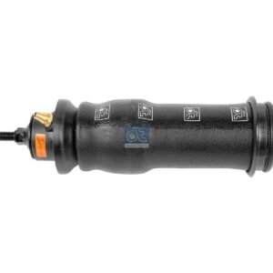 DT Spare Parts 1.25976 Cabin shock absorber, with air bellow, D1: 43.6 mm, D2: 12 mm, M12 x 1,75, Lmin: 202 mm, Lmax: 305 mm