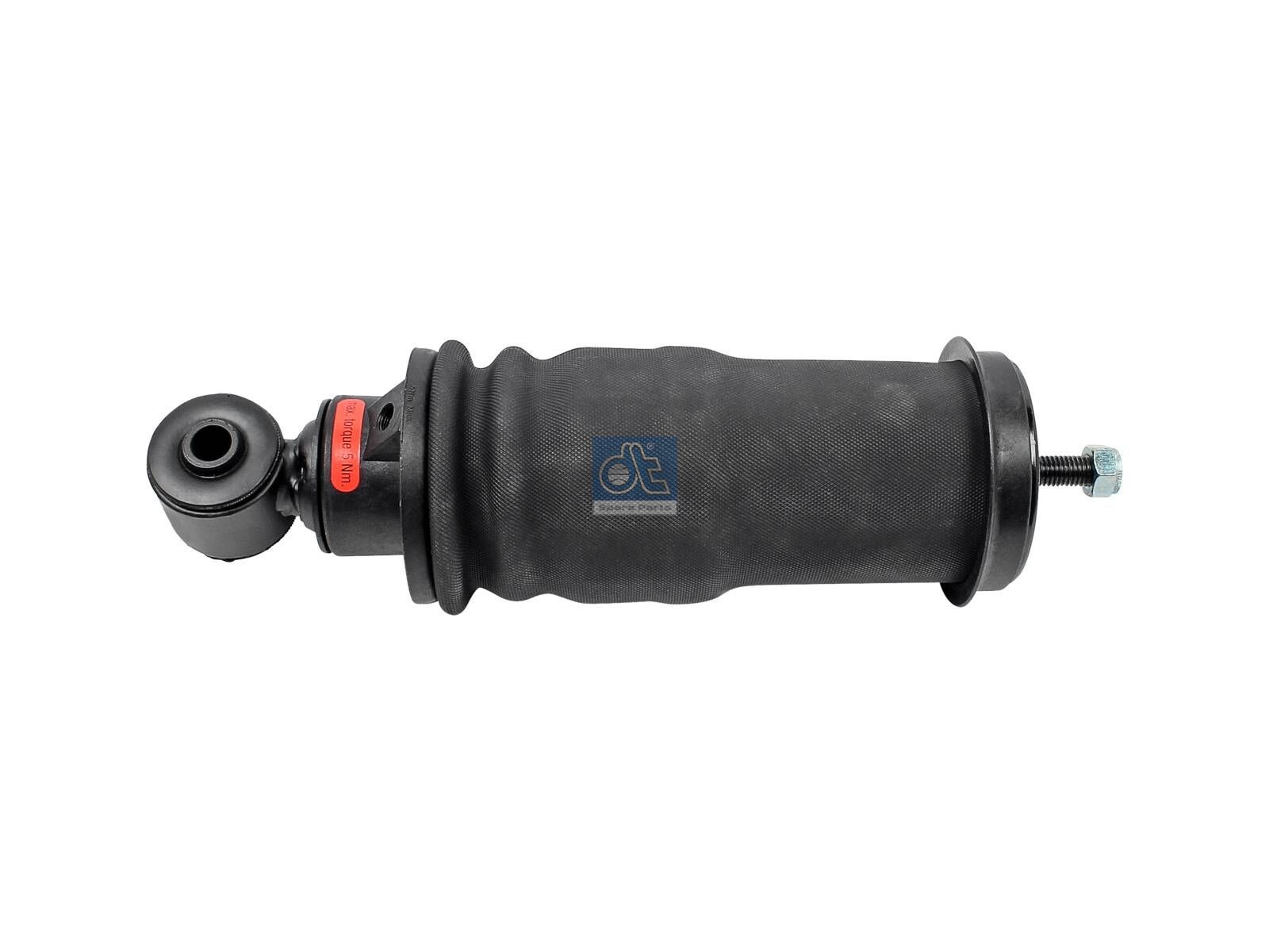 DT Spare Parts 1.25978 Cabin shock absorber, with air bellow, D1: 43.6 mm, D2: 12.4 mm, b: 14 mm, M12 x 1,75, Lmin: 329 mm, Lmax: 429 mm