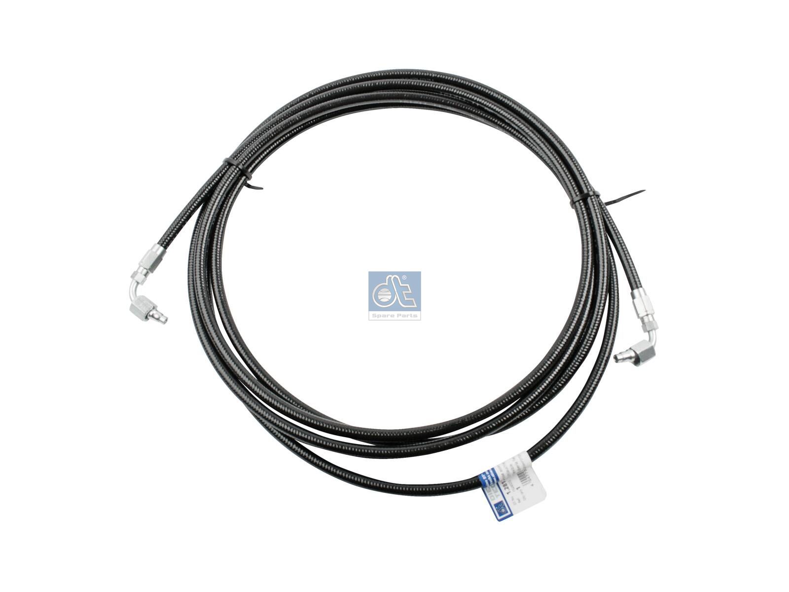 DT Spare Parts 1.28130 Hose line, cabin tilt, D: 9.2 mm, M12 x 1,5, M12 x 1,5, M12 x 1,5, L: 4145 mm, L1: 4205 mm, 250 bar