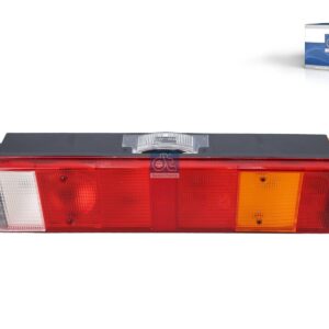 DT Spare Parts 2.24401 Tail lamp, left, with license plate lamp, 24 V, L: 510 mm, H: 136 mm, R5W