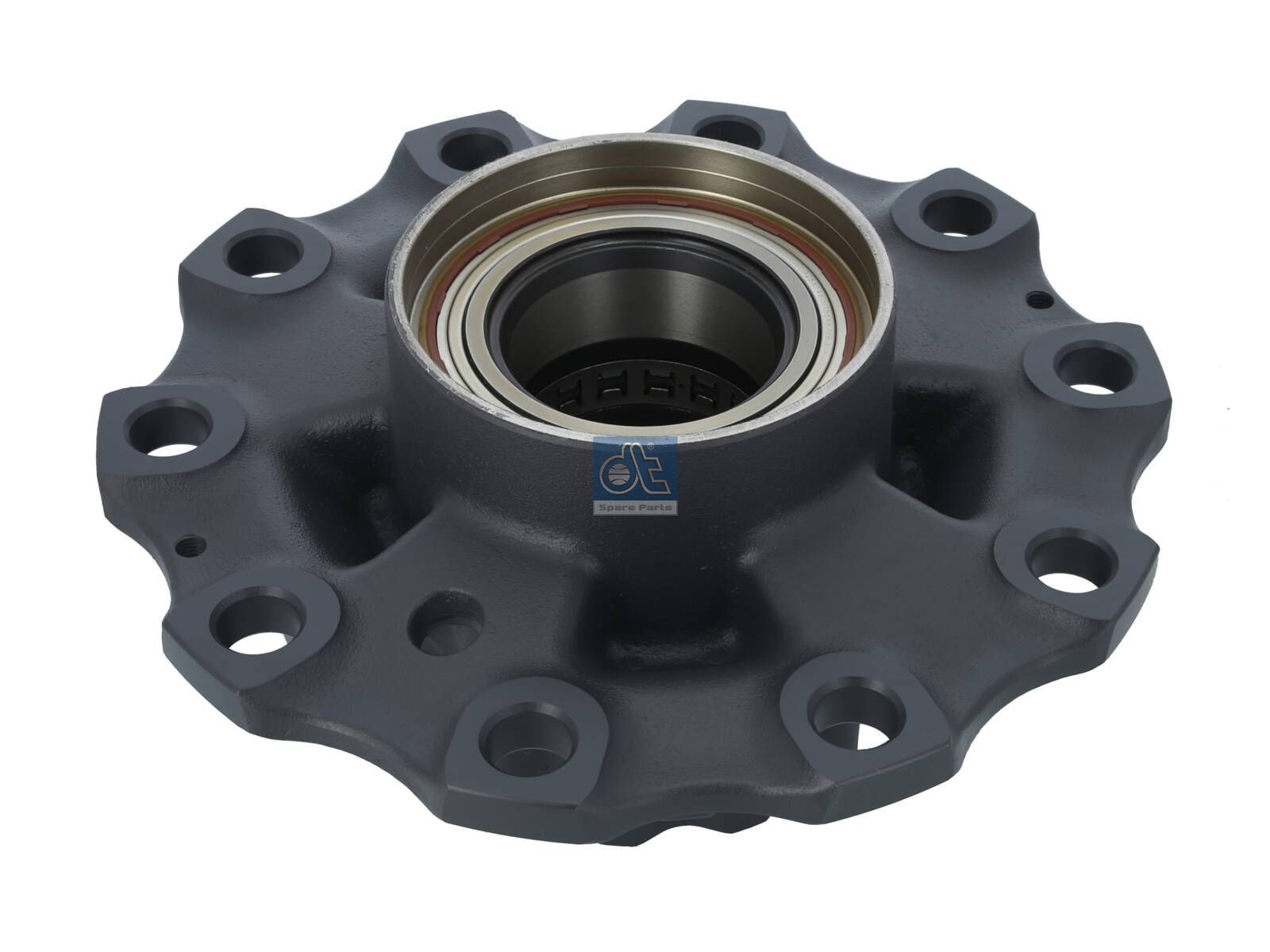 DT Spare Parts 2.65239 Wheel hub, with bearing, d1: 148 mm, d2: 148 mm, D: 384 mm, 10 bores, b: 27.2 mm, H: 192 mm
