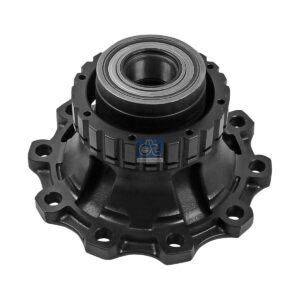 DT Spare Parts 2.65243 Wheel hub, with bearing, without ABS ring, d1: 125 mm, d2: 125 mm, D: 383 mm, 10 bores, b: 25 mm, H: 166 mm