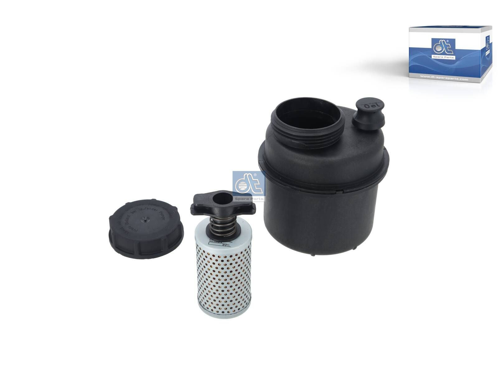 DT Spare Parts 4.61029 Oil container, with filter, D: 150 mm, D1: 22 mm, D2: 15 mm, S: 190 mm