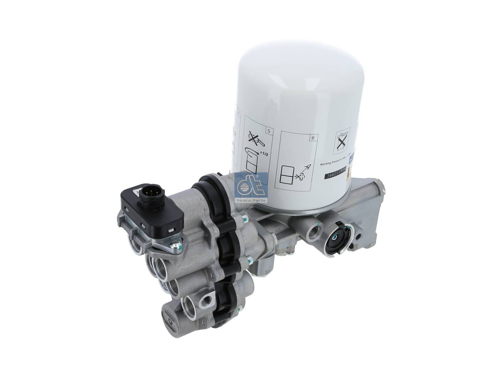 DT Spare Parts 4.64408 Air dryer, complete with valve, with heating unit, M16 x 1,5, M22 x 1,5, max. 13 bar, Po: 14.5 bar