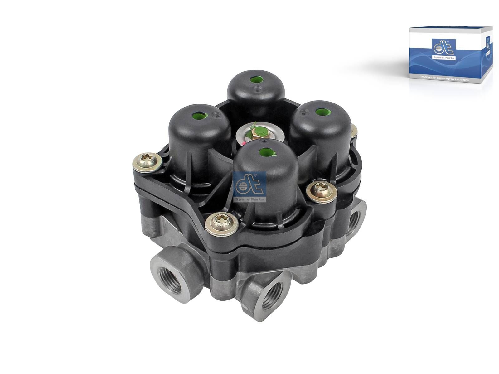 DT Spare Parts 4.64458 4-circuit-protection valve, M16 x 1,5, M22 x 1,5, max. 20 bar, Po21: 8 bar, Po22: 8 bar, Po23: 8.3 bar, Po24: 8 bar, Pc21: 5.5 bar, Pc22: 5.5 bar, Pc23: 5.5 bar, Pc24: 5.5 bar