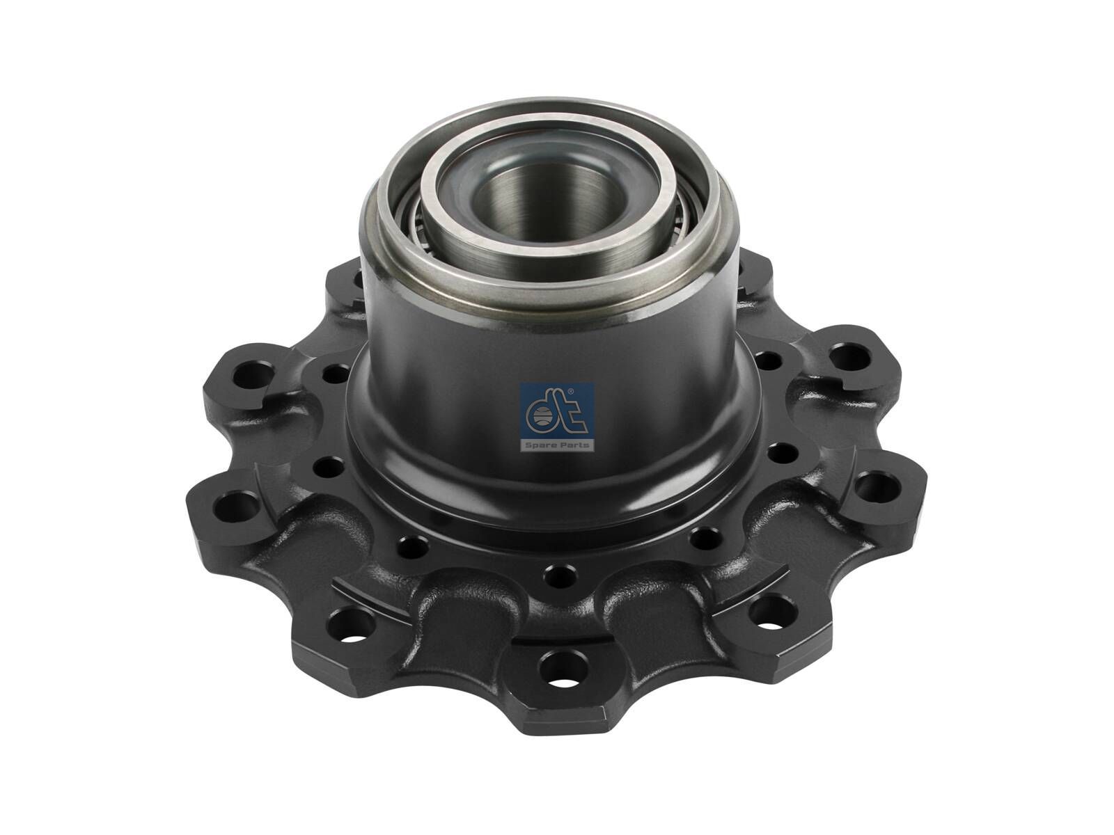 DT Spare Parts 4.64651 Wheel hub, with bearing, d1: 130 mm, d2: 150 mm, D: 382 mm, 10 bores, b: 22 mm, P: 335 mm, H: 176 mm