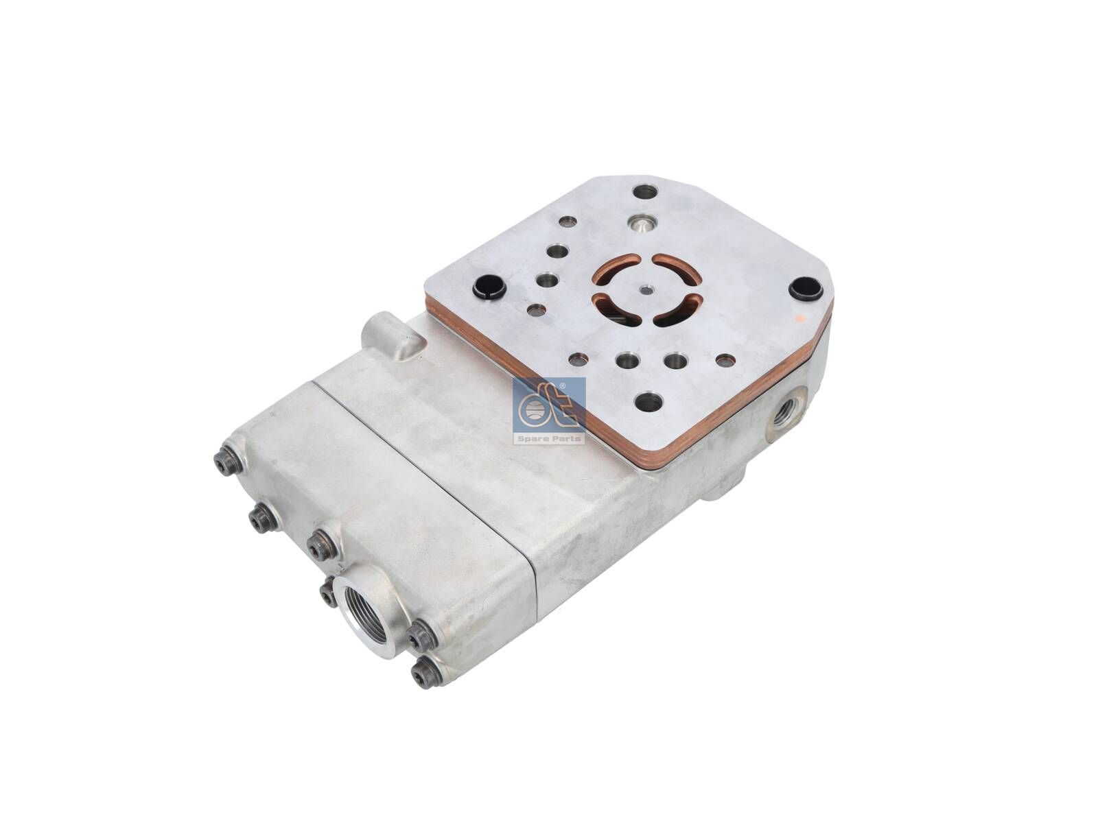 DT Spare Parts 4.64718 Cylinder head, compressor, with valve plate, L: 247 mm