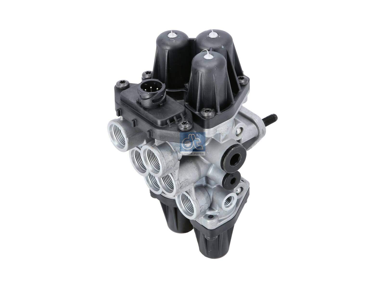 DT Spare Parts 4.67390 4-circuit-protection valve, M12 x 1,5, M22 x 1,5, max. 13 bar, Po21: 9 bar, Po22: 9 bar, Po23: 7.5 bar, Po24: 7.5 bar, Pc21: 7 bar, Pc22: 7 bar, Pc23: 4.5 bar, Pc24: 4.5 bar, DIN 72585, 7 poles