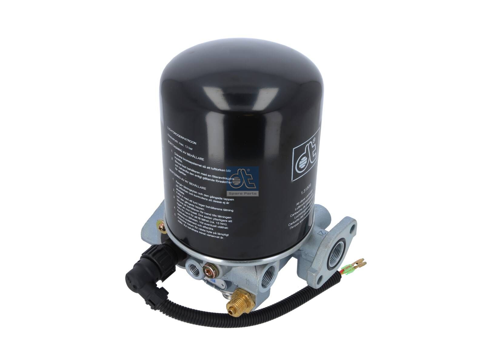 DT Spare Parts 4.69830 Air dryer, with heating unit, M16 x 1,5, M22 x 1,5, max. 13 bar, Po: 14.5 bar, with port 4/25