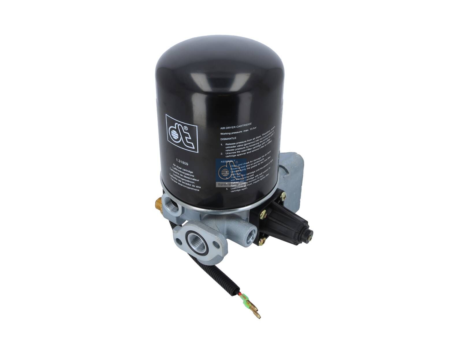 DT Spare Parts 4.69830 Air dryer, with heating unit, M16 x 1,5, M22 x 1,5, max. 13 bar, Po: 14.5 bar, with port 4/25