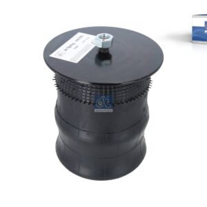 DT Spare Parts 4.81375 Air spring, with steel piston, D: 196 mm, Dmax: 232 mm, M10 x 1, M18 x 1,5, L: 234 mm