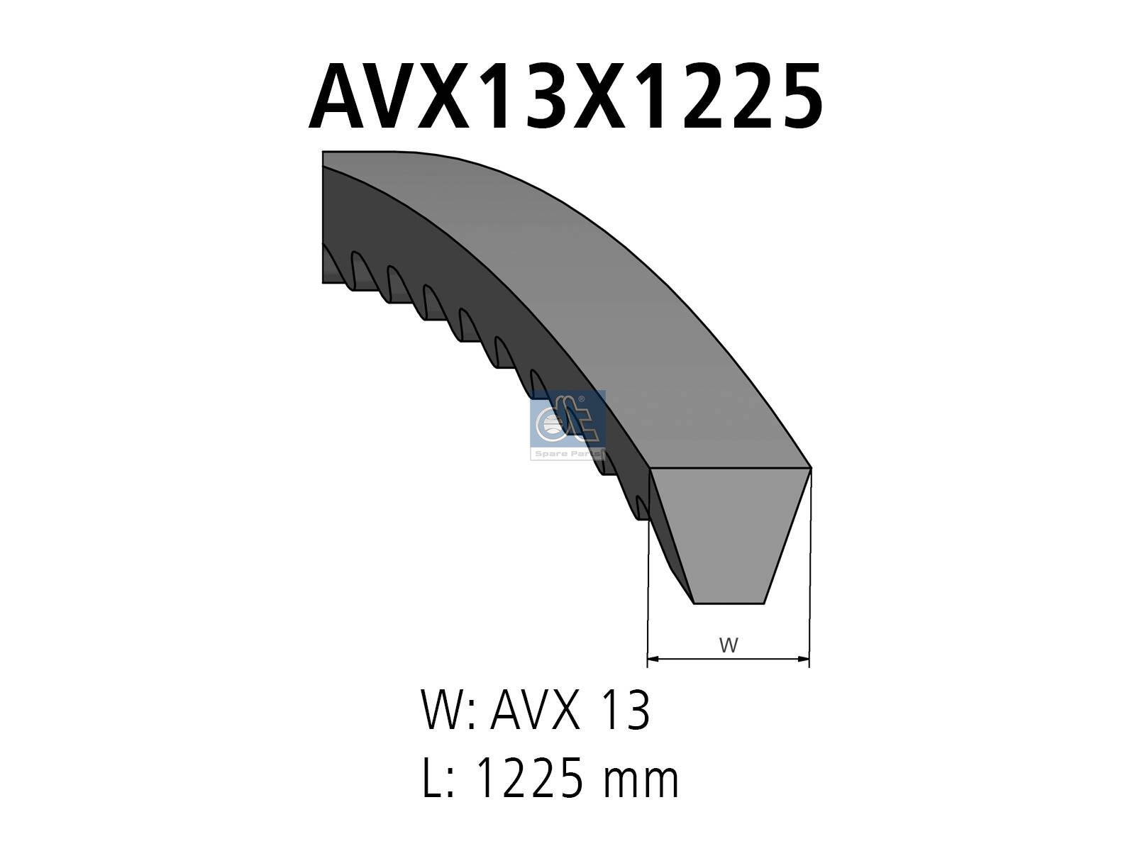 DT Spare Parts 1.21203 V-belt, L: 1225 mm, W: 13 mm, AVX13X1225