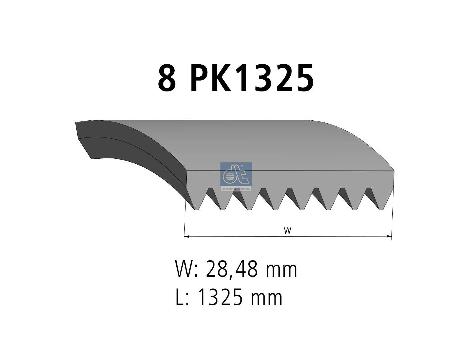 DT Spare Parts 3.34308 Multiribbed belt, 8 PK, L: 1325 mm, W: 28.5 mm, 8PK1325