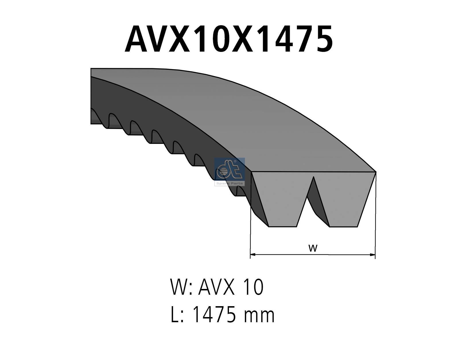 DT Spare Parts 3.34411 Banded v-belts, L: 1475 mm, W: 10 mm, AVX10X1475, 2 belts