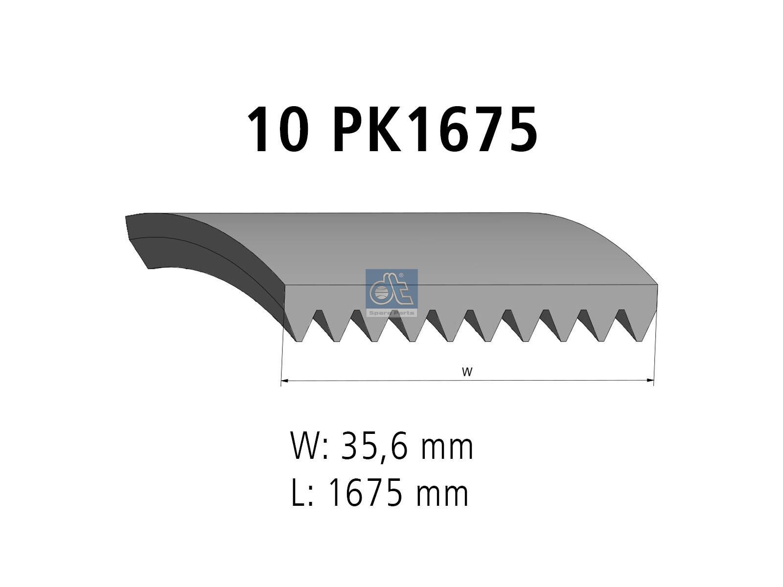 DT Spare Parts 4.80771 Multiribbed belt, 10 PK, L: 1675 mm, W: 35.6 mm, 10PK1675