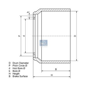 DT Spare Parts 16.00014 Brake drum