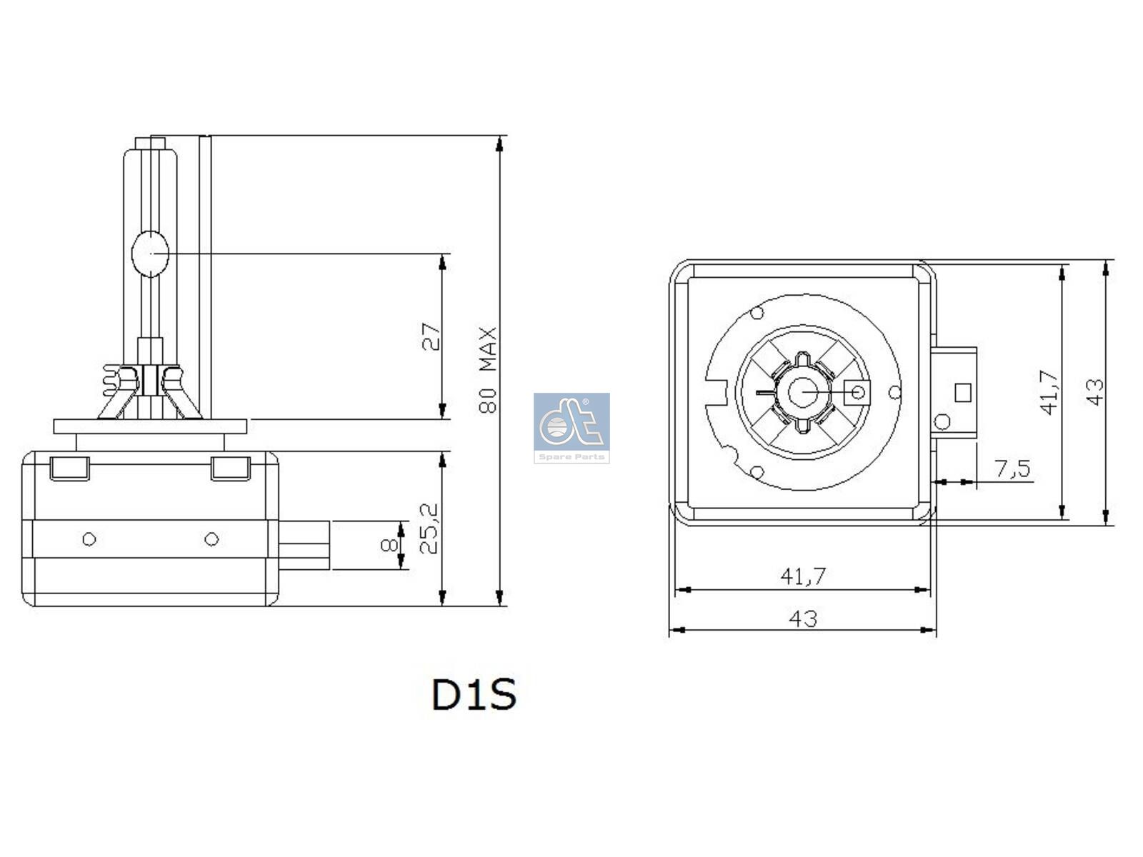 DT Spare Parts 3.32943 Xenon bulb, 85 V, 35 W