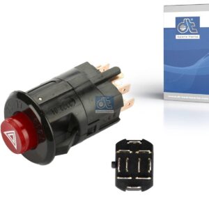 DT Spare Parts 4.90719 Hazard warning switch, without bulb, 12 V, 2 W, 10 poles