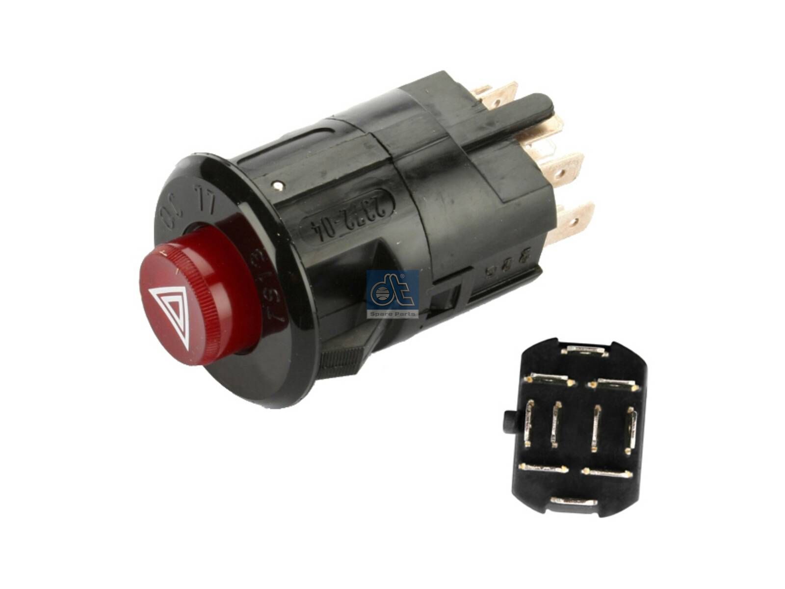 DT Spare Parts 4.90719 Hazard warning switch, without bulb, 12 V, 2 W, 10 poles