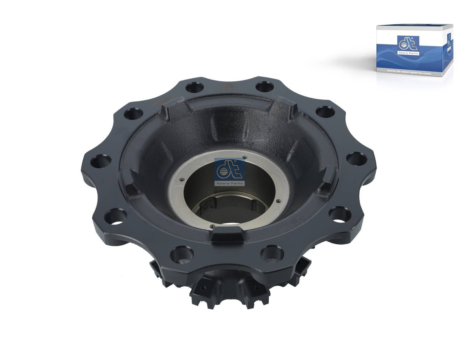 DT Spare Parts 5.20171 Wheel hub, without bearings, d1: 125 mm, d2: 125 mm, D: 383 mm, 10 bores, b: 25 mm, H: 140 mm