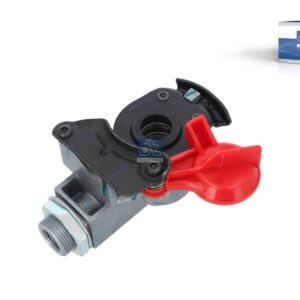 DT Spare Parts 5.77028 Palm coupling, red lid, with pipe filter, M16 x 1,5, 8.5 bar