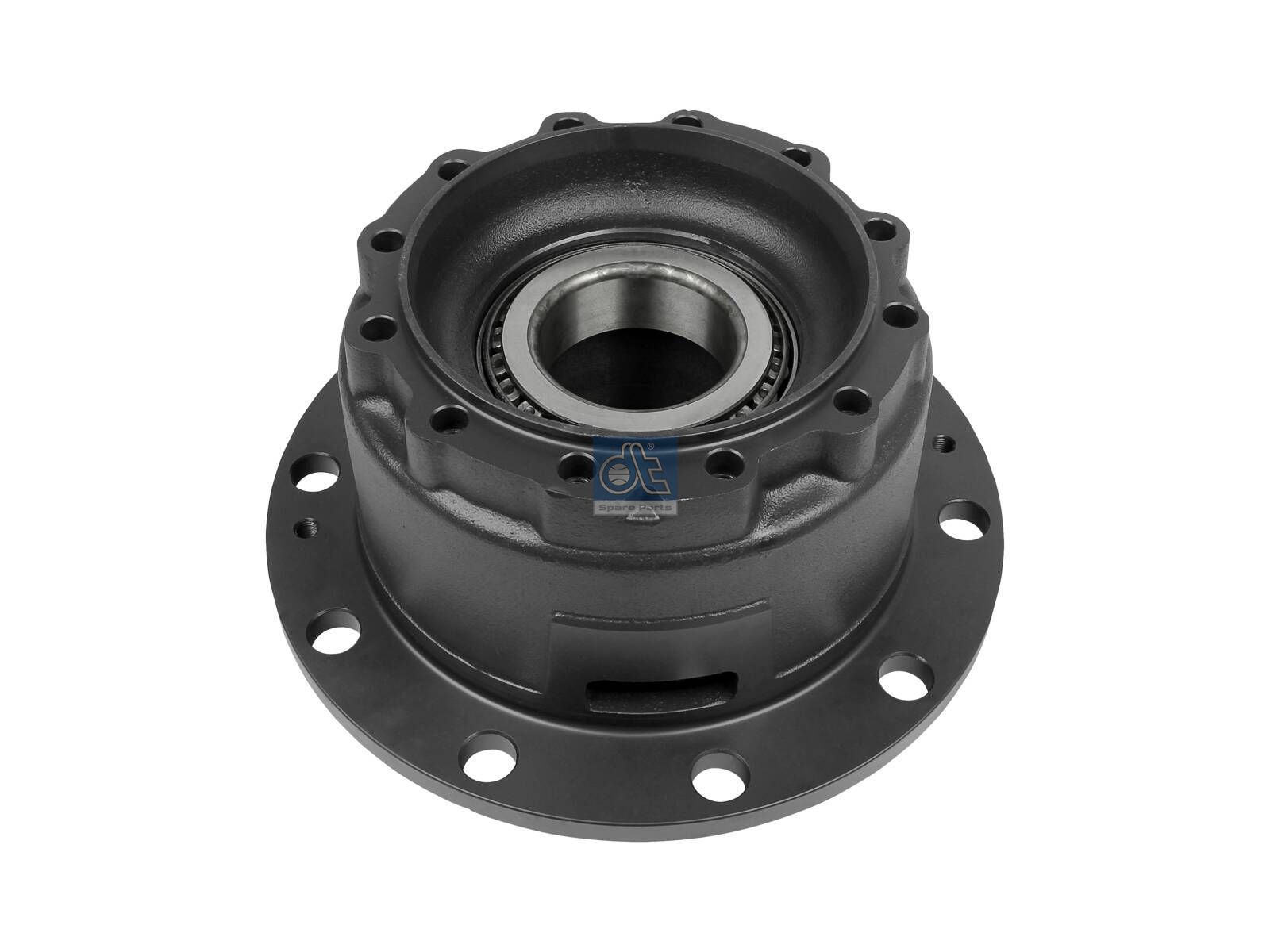DT Spare Parts 6.54010 Wheel hub, with bearing, d1: 150 mm, d2: 160 mm, D: 376.5 mm, 10 bores, b: 25 mm, P: 335 mm, H: 235 mm
