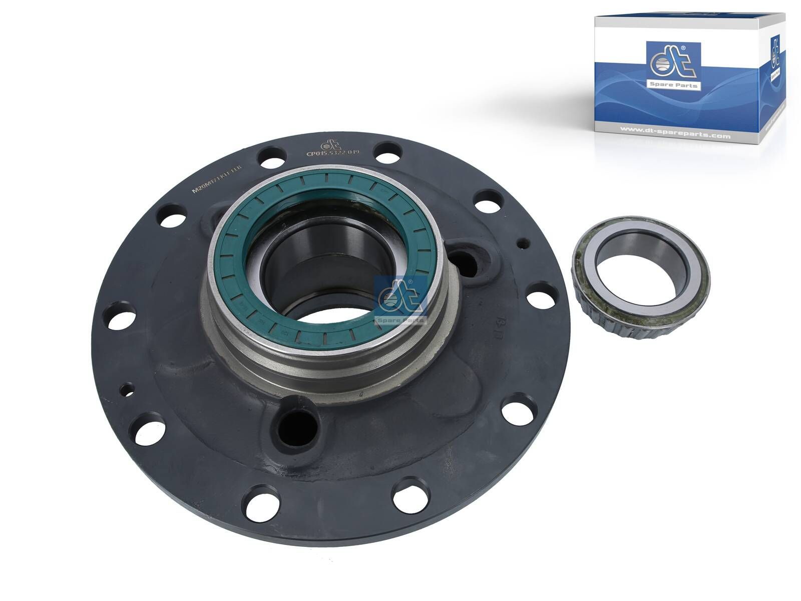 DT Spare Parts 6.54019 Wheel hub, with bearing, d1: 140 mm, d2: 160 mm, D: 376.5 mm, 10 bores, b: 25 mm, H: 210 mm
