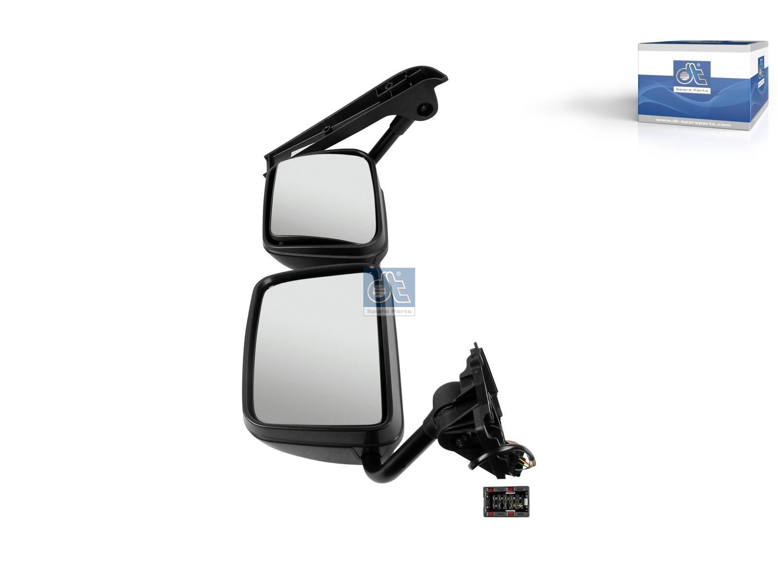 DT Spare Parts 6.75022 Main mirror, complete, left, heated, electrical, black, 24 V, r: 300 mm, R: 1200 mm, L: 880 mm, W: 340 mm, S: 155 mm