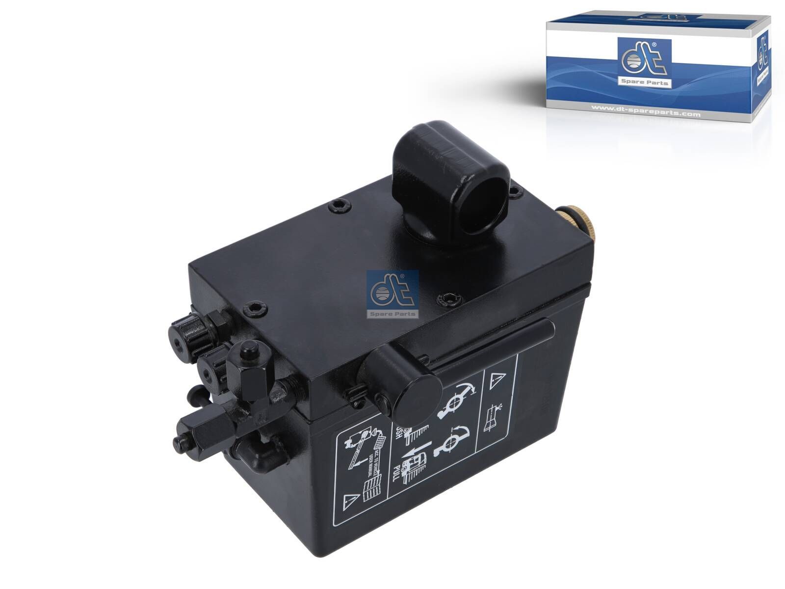 DT Spare Parts 6.76006 Cabin tilt pump, 380 ml, M12 x 1,5, M12 x 1,5, L: 130 mm, W: 80 mm, H: 101 mm, 280 bar, Pov: 370 bar