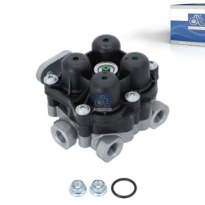 DT Spare Parts 7.16185 4-circuit-protection valve, M16 x 1,5, M22 x 1,5, max. 20 bar, Po21: 7.5 bar, Po22: 7.5 bar, Po23: 8 bar, Po24: 8 bar, Pc21: 6.5 bar, Pc22: 6.5 bar, Pc23: 7 bar, Pc24: 7 bar