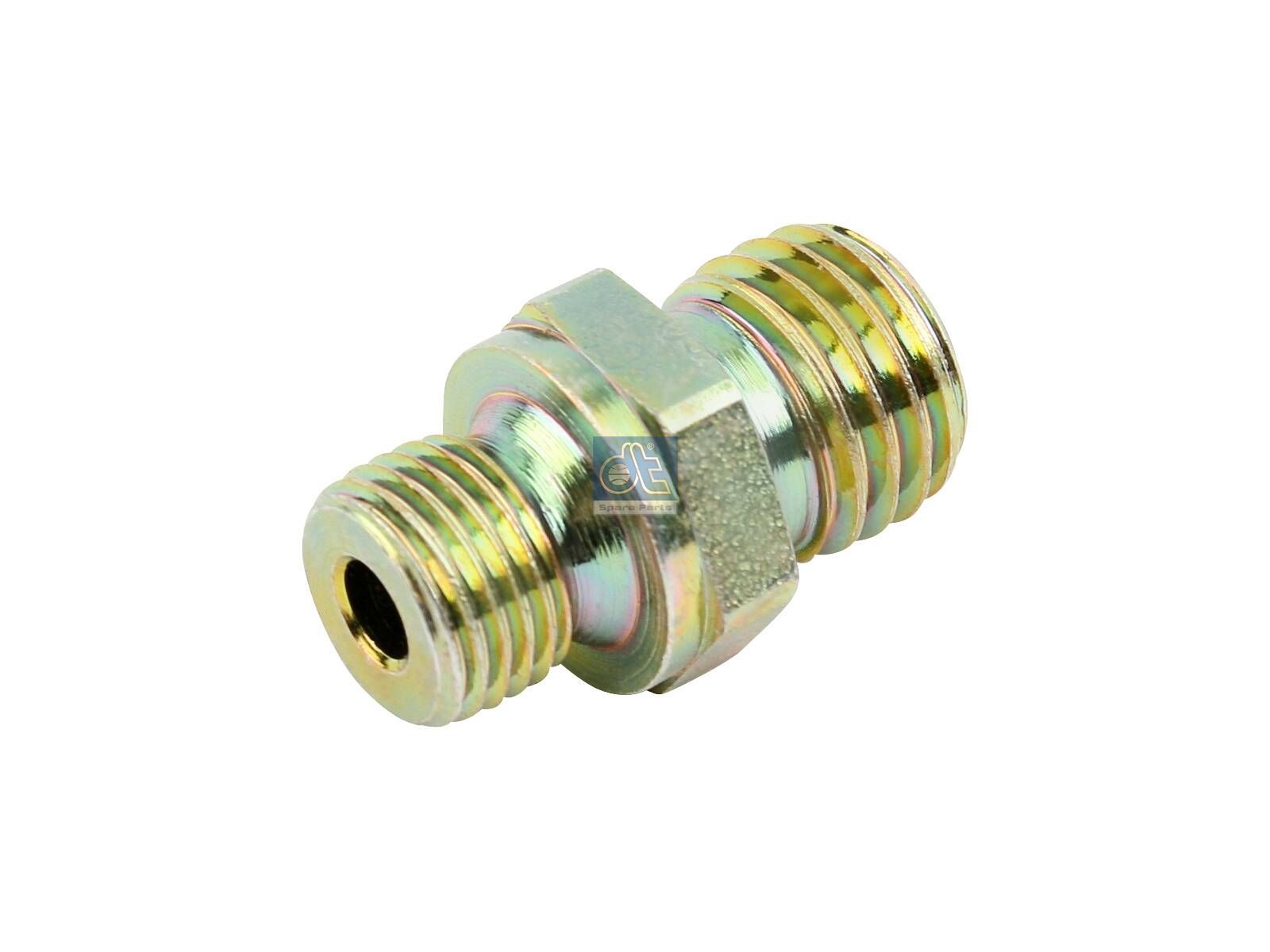 DT Spare Parts 9.17001 Straight union, D: 6 mm, M10 x 1, LTh1: 8 mm, M12 x 1,5, LTh2: 10 mm, SW: 14, L: 24 mm