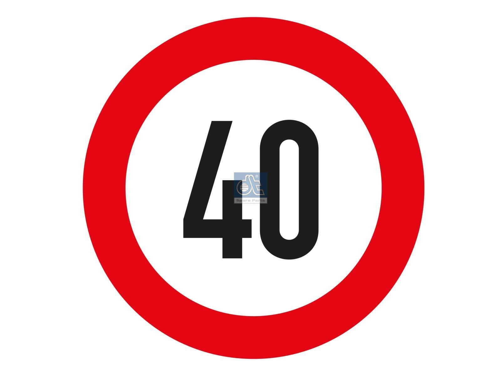 DT Spare Parts 9.69441 Speed sign, self-adhesive, D: 200 mm, 40 km/h