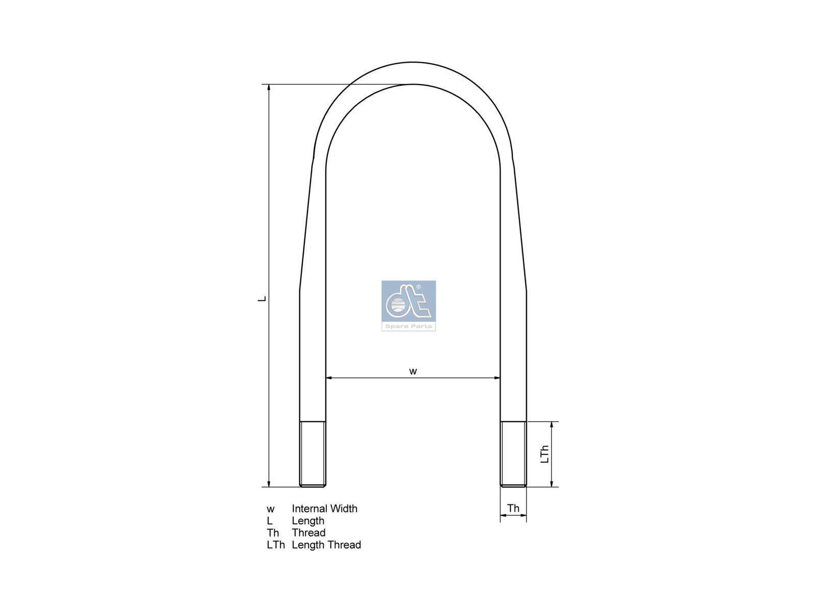 DT Spare Parts 6.11108 U-bolt, M27 x 2, LTh: 106 mm, L: 420 mm, w: 101 mm